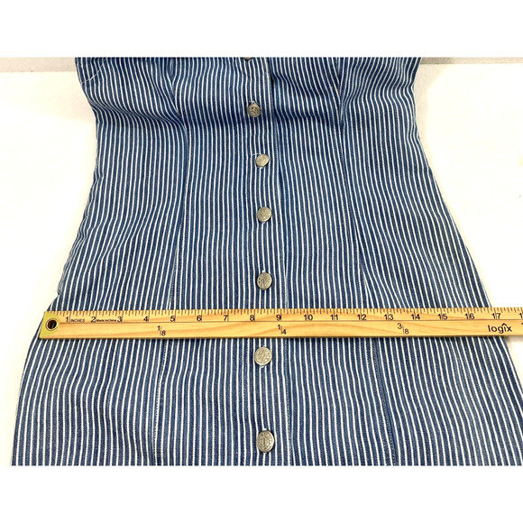 Paris Sport Club Overall Dress Junior 7 Blue White Stripe Denim Button Up Jumper - Picture 8 of 9